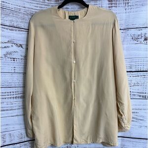 J. Crew Blouse womens size Medium silk beige button up top Modest Preppy light